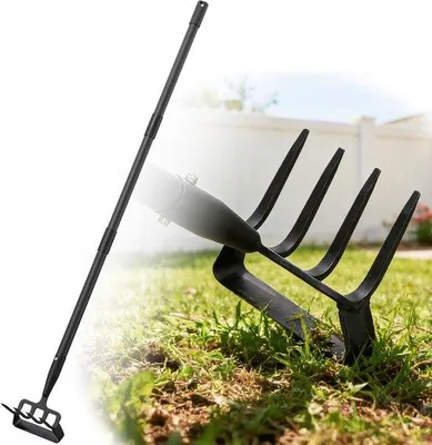 Productafbeelding van Tuinschoffel - Onkruidsteker - Onkruid wieden - 2-in-1 ontwerp - 182 cm steel - Zwart