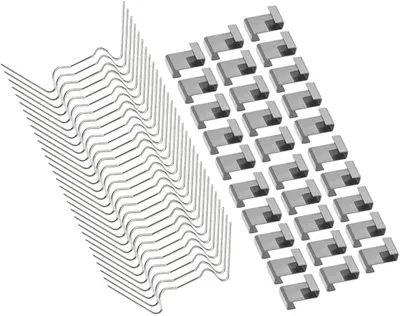 Produktbild von 100 Stück Z- und W-förmige Gewächshaus-Drahtclips aus rostfreiem Metall als windfeste Verglasungshalter für Hohlkammerplatten und Glasgewächshäuser