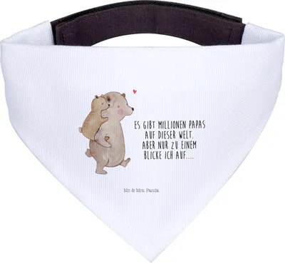 Produktbild von Mr. & Mrs. Panda Hunde Halstuch Papa Bär - Weiß - Geschenk, Tuch, Hundehalstuch, Dreieckstuch Hund, Hunde-Halstuch, Geburtstag, Vatertag, Vater, Muttertag, Für