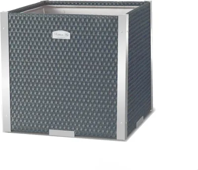 Produktbild von Rattan Pflanzenkübel quadratisch mit Schmuckleiste aus Alu 46 x 46 x 46 cm Alu Grau
