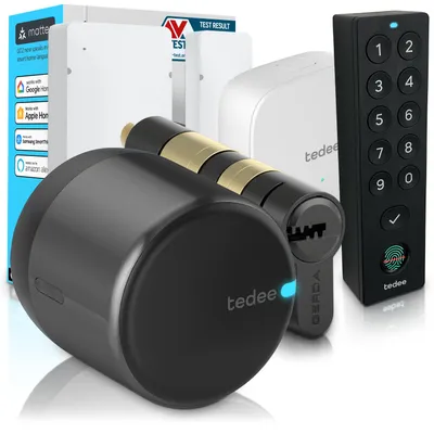 Immagine prodotto di tedee GO2 Alu Serratura Smart WiFi Completa | Impronta Digitale, Sensore Porta, Cilindro Classe 6 Antieffrazione | Matter, Alexa, Google Home, Apple HomeKit