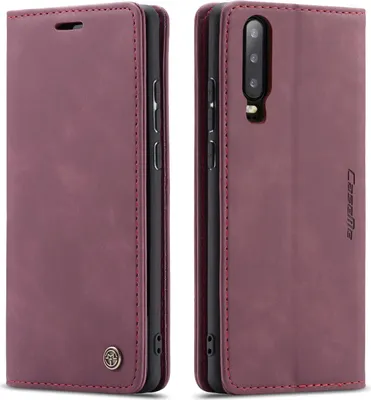 Image de Huawei P30 Case, RetroPolyuréthaneLeather Case, Card Pockets, Magnetic Closure, Case with Stand Function for Huawei P30 Red