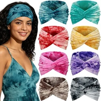 Zdjęcie produktu dla Opaska na włosy damska boho kwiatowa elastyczna zestaw 8 sztuk