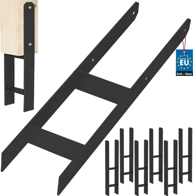 Obrázok produktu pre KOTARBAU® 6 ks Podpera H-stĺpika na osadenie do betónu 140 mm/600 mm z pozinkovanej ocele s práškovou povrchovou úpravou čierna kotva na stĺpik obuv na nosník základňa na stĺpik s kotvou do betónu oceľový nosník oceľová kotva