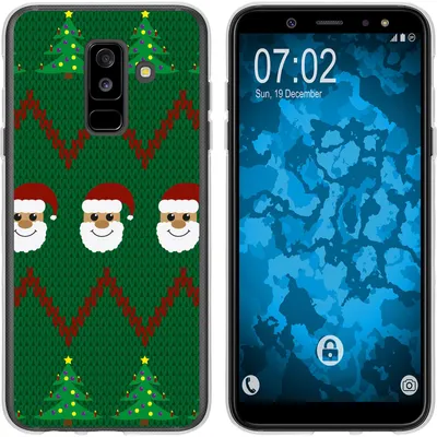 Produktbild von PhoneNatic Case kompatibel mit Samsung Galaxy A6 Plus (2018) Silikon-Hülle X Mas Weihnachten X-Mas Sweater M7