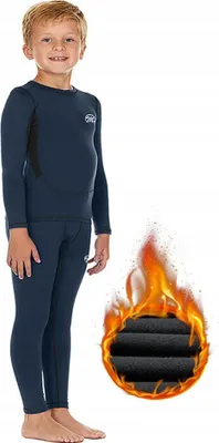Produktbild von Thermo Unterwäsche Kinder Funktionsunterhemd Winter Ski Unterhemd Unterhose Set M Blau