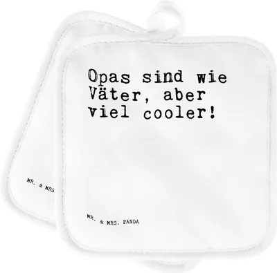 Produktbild von Mr. & Mrs. Panda Topfuntersetzer Opas sind wie Väter,... - Weiß - Geschenk, Opa, Topflappen, Vater, Kochlappen, Ofenlappen, Topflappenset, Großeltern, topfhalter, Papa