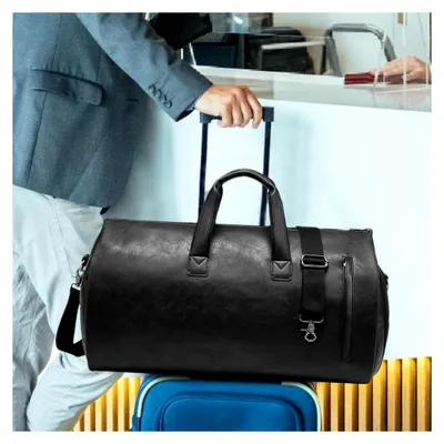 Produktbild von Reise-Kleidertasche, Duffle-Kleidertasche aus Kunstleder mit Schuhfach - Wasserdicht und umwandelbar, 2-in-1-Koffer für Reisen und Camping