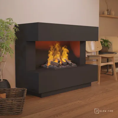 Produktbild von GLOW FIRE Elektrokamin 'Kant' | Wasserdampf Kamin mit OMC 500 inkl. Holz in schwarz | HxBxT: 120x90x50 cm