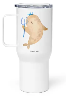 Produktbild von Mr. & Mrs. Panda Edelstahlbecher Sternzeichen Wassermann - Weiß - Geschenk, Meermann, Geburtstag Januar, thermosbecher, Nix, Thermobecher, Trinkgefäß, Meer, To-Go-Becher