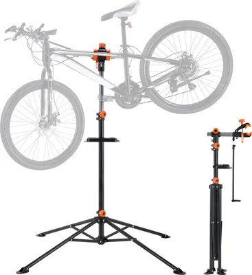 Produktbild von Fahrradreparaturständer Fahrradmontageständer, Reparaturständer für Fahrräder, Schwerlast-Montageständer 36,3 kg, 102-160 cm Höhenverstellbarer Fahrradständer mit vier Standbeinen Schwarz