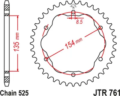 Produktbild von Jt Ritzel 4522 38 Ducati Monster 1200/S '14-20, Panigale 1103 '18, Panigale 1199/1299 '12-19, Diavel 1198 '11-18 (Benötigt