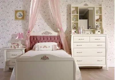 Immagine prodotto di Cameretta per bambini in legno bianco con letto, comodino e armadio