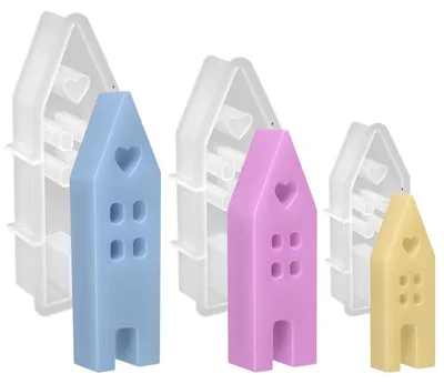 Produktbild von Silikonformen für Kerzenhalter, Haus mit Fenster, Epoxidharzformen, Kerzenformen für Sojawachskerzen, Seife, Gips, Bastelarbeiten (3 Stück)