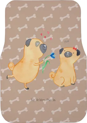 Produktbild von Mr. & Mrs. Panda Automatte Mops Verliebt - Hundeglück - Geschenk, Sprüche, Hundeliebe, Hund, Fußmatte Auto, Fürs, Autoteppich, Auto-Fußmatte, Knuffig