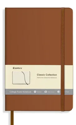 Produktbild von Notizbuch A5 liniert Hardcover Braun 120 Blatt/240 Seiten mit Innentasche & Gummiband