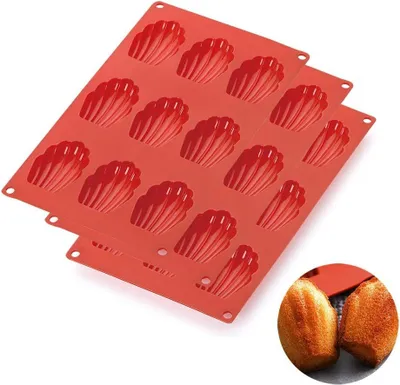 Produktbild von Madeleine-Förmchen 3 Stück, Silikonform Mit 9 Mulden, Für Backofen Und Gefriertruhe