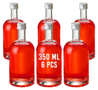 Zdjęcie produktu dla Zestaw 6 szklanych butelek o pojemności 350 ml z zakrętką