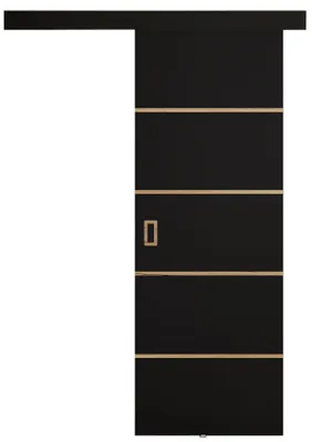 Produktbild von KIER FURNITURE Schiebetür Komplettset WERDI PLUS Sliding Door, Raumteiler Schiebetür Schwarz 66x205x1,6 cm