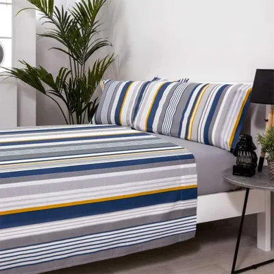 Productafbeelding van Dekbedovertrek Beddengoedset, wit en grijs, 50% katoen, 50% polyester, 160x200 cm