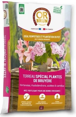 Image de Terreau Plantes de Bruyère, Or Brun, 6L, Spécial Enracinement, Plantes Acidophiles
