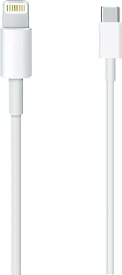 A white Apple USB-C to Lightning cable shown against a white background.