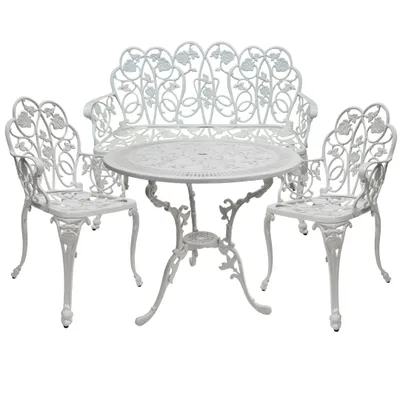 Produktbild von abc HOME | Gartenmöbel Set 4tlg. | Gartentisch | Gartenstühle | Gartenbank | Aluminiumguss | Jugendstil