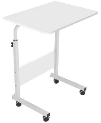 Obrázek produktu pro Mobilní stolek pod notebook, výškově nastavitelný, s kolečky, rozměry 60 x 40 cm, bílá barva