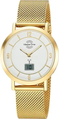 Master Time MTLA-10949-12M Damen-Funkuhr Advanced Mesh-Band Goldfarben 1