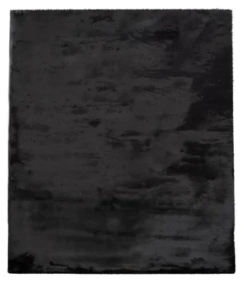 Produktbild von TT Home Hochflor Teppich Schlafzimmer Shaggy Kunstfell Flauschig Kaninchenfell Imitat In Schwarz Größe 140x200 cm