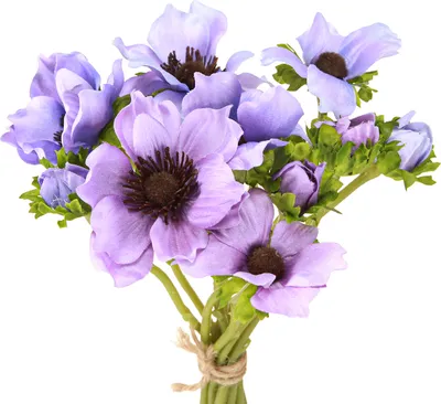 Produktbild von Kunstblumenstrauß Anemone Blau/Lila Deko L28cm