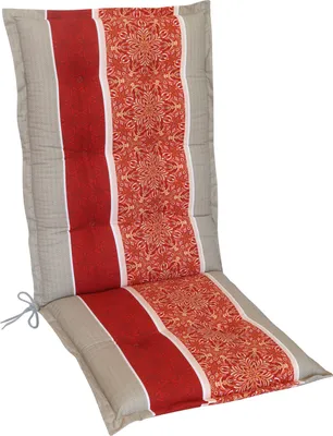Produktbild von Herlag Hochlehner-Auflage Valeria Gartenstuhlauflage mit Streifen-Muster Rot/Orange 123x50x7,5cm