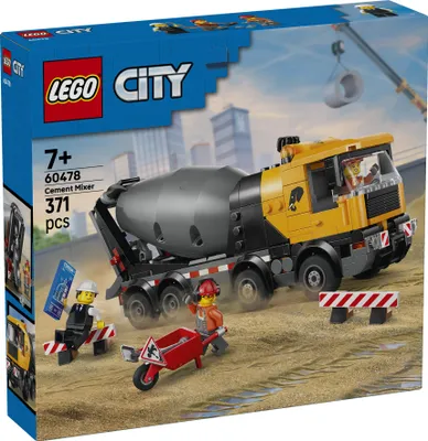 Produktbild von LEGO City Betonmischer - Lehrreiches Baufahrzeug Spielzeug mit 3 Minifiguren, drehbarer Trommel & Ausgießfunktion - Geburtstagsgeschenk für Jungen ab 7 Jahren - 60478