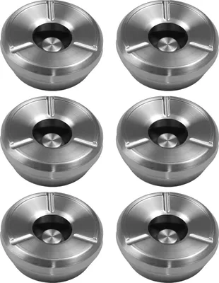 Produktbild von 6 Stück Windaschenbecher Aschenbecher mit abnehmbaren Deckel aus Edelstahl ø 12,5cm