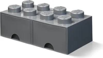 Produktbild von LEGO Storage Brick Drawer 8 (dunkelgrau, zwei Schubladen)