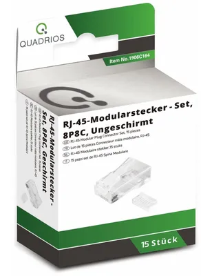 Zdjęcie produktu dla QUADRIOS, 1906C164, zestaw złączy modułowych, 8P8C – nieekranowane, 15 szt.