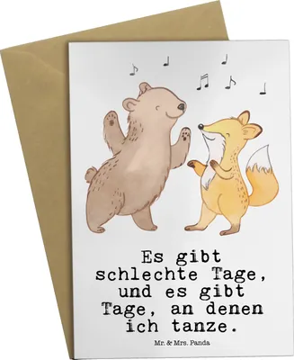 Produktbild von Mr. & Mrs. Panda Grußkarte Hase Tanzen - Weiß - Geschenk, einladungskarten, gehen, weihnachtskarten, osterkarten, Grußkarten, glückwunschkarten, Tanzschule, Tanzkurs