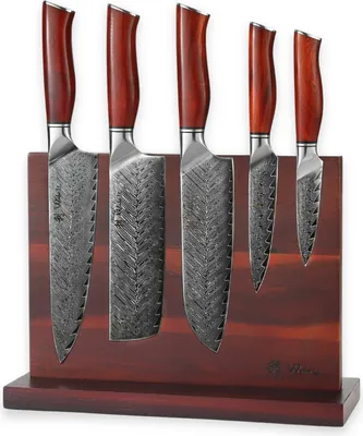 Produktbild von Wakoli Rose Elegance I 6-teiliges Messer-Set I 5 Küchenmesser & magnetischer Messerblock