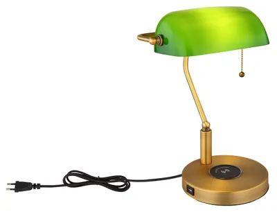 Produktbild von Tischleuchte, Bankerlampe, messing, Glas grün, H 36 cm