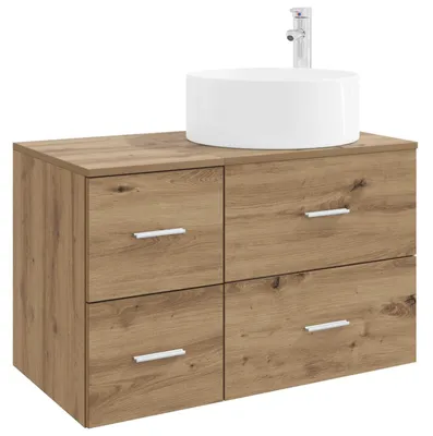 Image de vidaXL Ensemble de meubles de salle de bain, 2 pièces, en bois stratifié imitation chêne artisanal