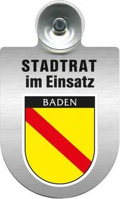 Produktbild von Einsatzschild Windschutzscheibe incl. Saugnapf - Stadtrat im Einsatz - 309394 - incl. Regionen nach Wahl Color - Region Baden