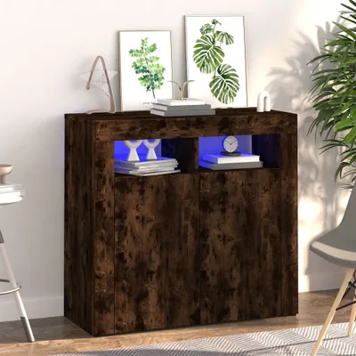 Produktbild von vidaXL Sideboard mit LED-Beleuchtung Räuchereiche 80x35x75 cm