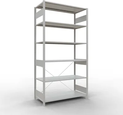 Produktbild von Schulte Fachbodenregal MULTIplus150 Stecksystem | Grundregal | HxBxT 250x130x60cm | 6 Ebenen | Fachlast 150kg | Lichtgrau