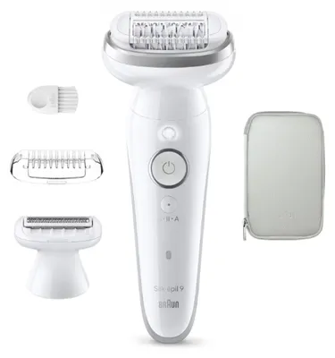 Productafbeelding van Braun Silk-épil 9 Silk·épil 9 9-030, Wit, 40 pincetten, MicroGrip, 100 - 240 V, 50/60 Hz, Ingebouwde batterij