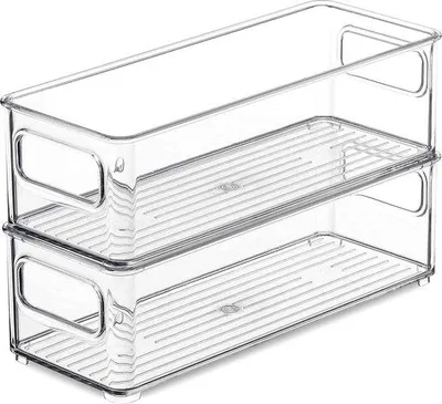Zdjęcie produktu dla Organizer do lodówki z uchwytami do przechowywania żywności - oszczędzający miejsce organizer kuchenny 10 x 11 x 37,5 cm przezroczysty