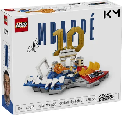 Produktbild von LEGO Editions Kylian Mbappé – Fußball-Highlights Spielzeug - 3D Modellbau mit Minifigur zum Sammeln - Kinderzimmer Deko - Geschenk für Jungen, Mädchen ab 10 Jahren und erwachsene Sportfans - 43013