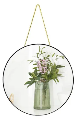Obrázek produktu pro Kulaté nástěnné zrcadlo, průměr 32 cm, černý plastový rám