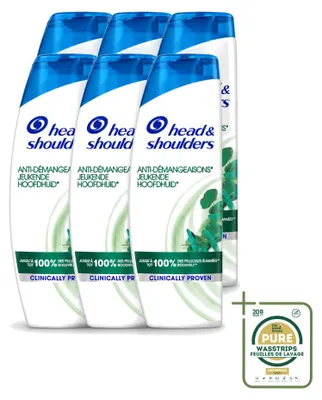 Imagen del producto de 6 champús anti-caspa Head & Shoulders para cuero cabelludo sensible, 285 ml - Paquete ahorro - 6 unidades