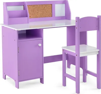 Immagine prodotto di Set scrivania e sedia per bambini con contenitore, legno viola