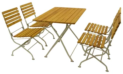 Produktbild von Gartengarnitur 5-teilig klappbar Flachstahl und Robinienholz Transparent